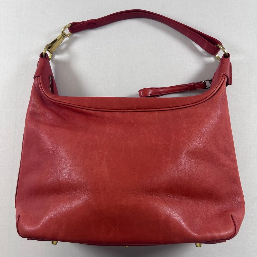 Coach Amanda 6951 Shoulder Bag Womens Red Leather Hobo Brass Vintage Y2K Boho - Picture 2 of 16